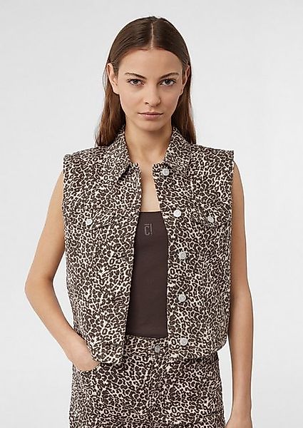 comma casual identity Steppweste Verkürzte Denim-Weste mit Leo-Muster günstig online kaufen