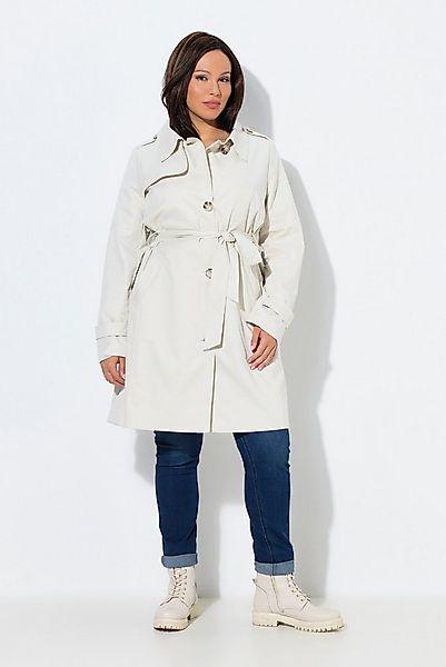 Ulla Popken Parka Trenchcoat A-Linie Mikropeach-Qualität Bindegürtel günstig online kaufen