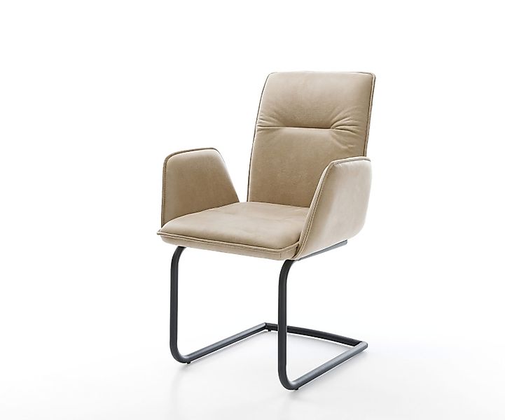 Freischwinger Vinja-Flex Mikrofaser Beige Vintage Freischwinger rund Schwar günstig online kaufen