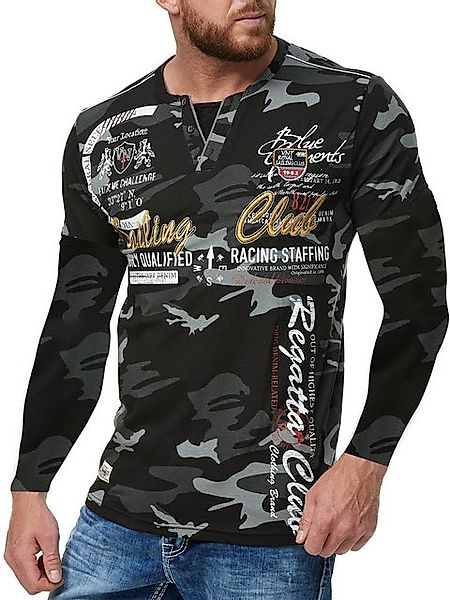 L.gonline Langarmshirt Herren Longsleeve, verwaschenes Longshirt, Langa (Pa günstig online kaufen