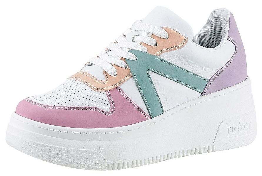 Rieker Plateausneaker mit pastellfarbenen Kontrasten, Freizeitschuh, Halbsc günstig online kaufen