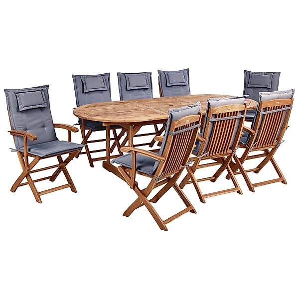 Beliani Gartentisch Set MAUI II Heller Holzfarbton Grau günstig online kaufen