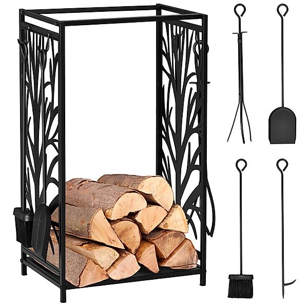 HOMCOM Kaminholzständer mit Kaminbesteck  46 x 30 x 70 cm günstig online kaufen