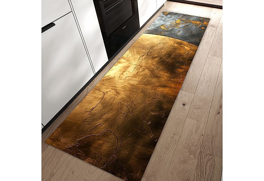 Primedeco Teppich Küchenteppich Metallische Textur PVC rutschfest abwaschba günstig online kaufen