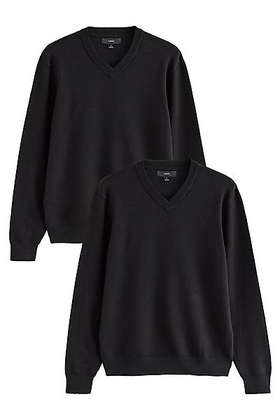 Next V-Ausschnitt-Pullover Regular Fit Pullover mit V-Ausschnitt, 2er Pack günstig online kaufen