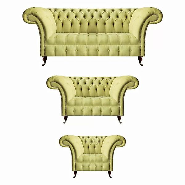 JVmoebel Chesterfield-Sofa Gelb Luxus Garnitur Sitzmöbel Polster Stoff Neu günstig online kaufen