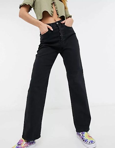 NA-KD – Jeans aus Bio-Baumwolle in Schwarz mit geradem Schnitt günstig online kaufen