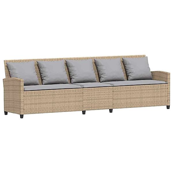 vidaXL Gartensofa 5-Sitzer mit Kissen Beige Poly Rattan 4104116 günstig online kaufen