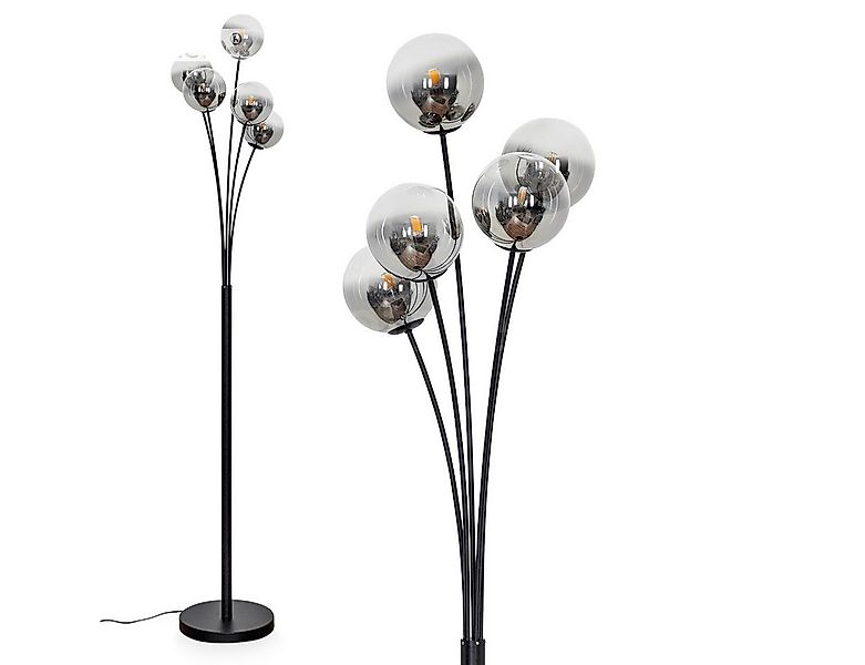 hofstein Stehlampe dimmbare Stehlampe aus Metall/Glas in Schwarz/Rauchfarbe günstig online kaufen