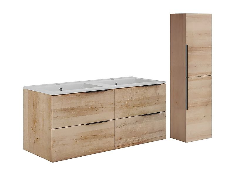 Hängender Badezimmerunterschrank mit Einbauwaschbecken und Hochschrank - He günstig online kaufen