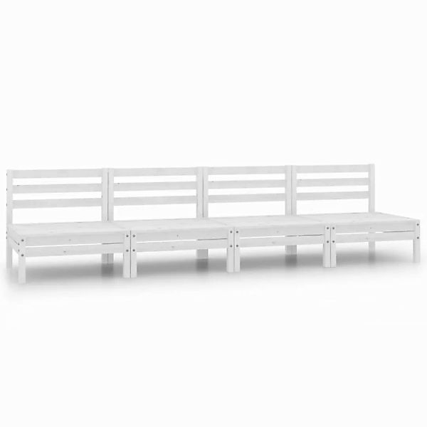 Garten-mittelsofas 4 Stk. Weiß Kiefer Massivholz günstig online kaufen