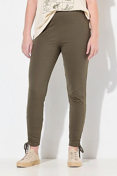 Ulla Popken Lederimitathose Leggings Raffungen Elastikbund Biobaumwolle günstig online kaufen