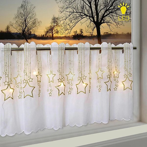 Delindo Lifestyle Scheibengardine "STERNENREGEN" Stangendurchzug 1 Stk. tlg günstig online kaufen