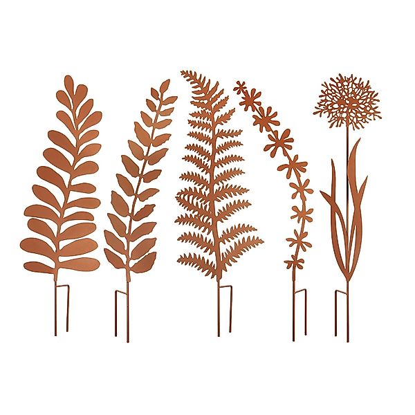 Kobolo Gartenstecker Dekostecker GRESS in Rostoptik 5er Set günstig online kaufen