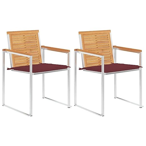 vidaXL Gartenstühle mit Kissen 2 Stk Massivholz Teak und Stahl 3061524 günstig online kaufen