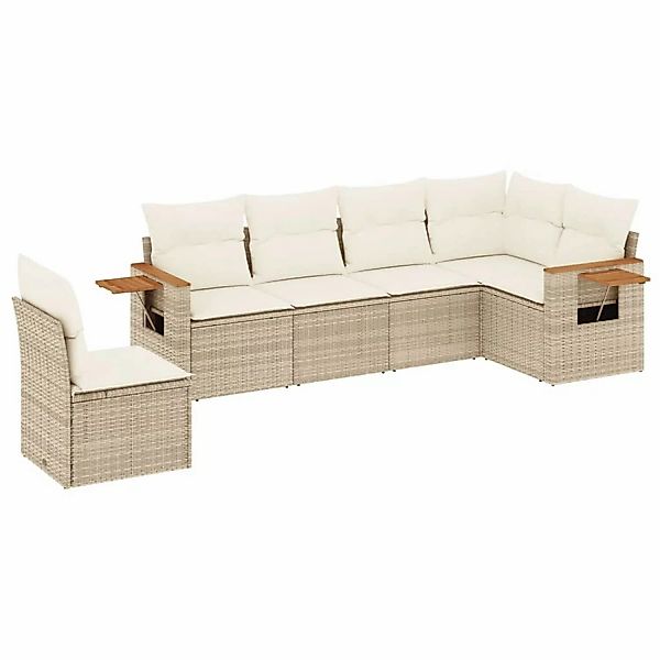 vidaXL 6-Tlg Garten-Sofagarnitur mit Kissen Beige Poly Rattan 3226856 günstig online kaufen