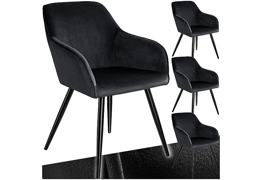 tectake Esszimmerstuhl Küchenstuhl Marilyn Samtoptik, schwarze Stuhlbeine ( günstig online kaufen