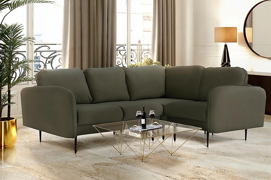 Home affaire Ecksofa "Samtoptik" mit losen Rückenkissen und Keder oben auf günstig online kaufen