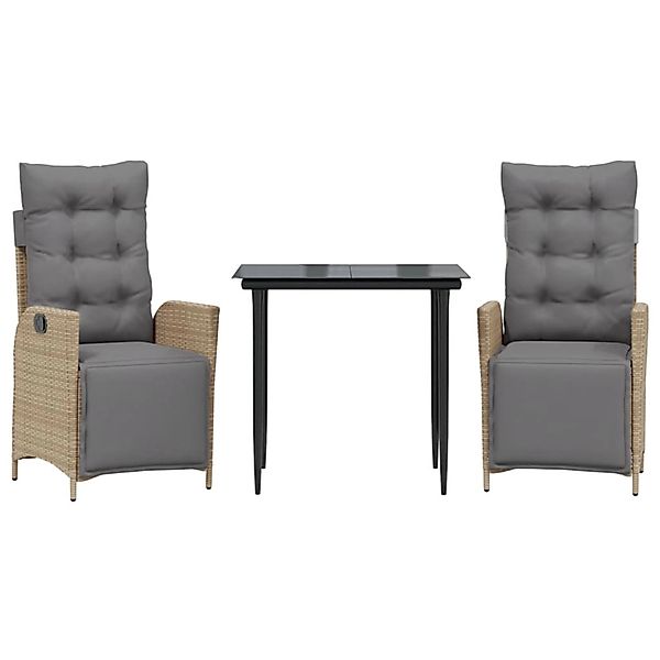vidaXL 3-Tlg Garten-Essgruppe mit Kissen Beigemischung Poly Rattan 3213448 günstig online kaufen