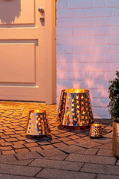 Fink Windlicht "Kerzenhalter LUMA" aus Edelstahl, mit ausgestanzten Cut-Out günstig online kaufen