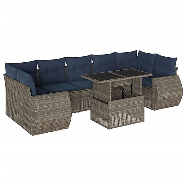 vidaXL 8-Tlg Gartensofa-Set mit Kissen Grau Polyrattan 3268411 günstig online kaufen
