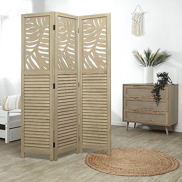 Homestyle4u Paravent Raumteiler Holz Beige Trennwand günstig online kaufen