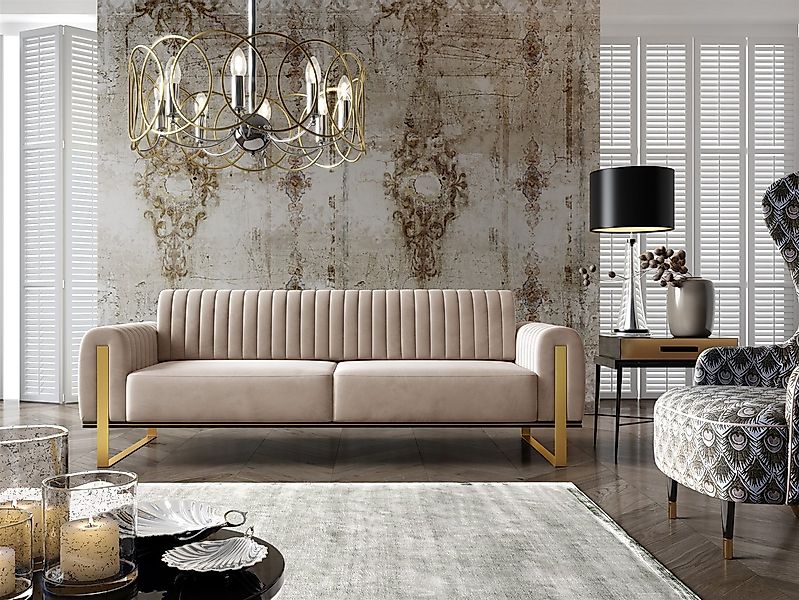 Fun Möbel 3-Sitzer Sofa Designersofa FUN MADINA in Stoff Elisa Velvet, auch günstig online kaufen