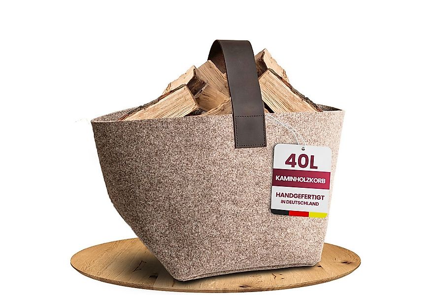Easy and Green Kaminholzkorb aus Wollfilz mit Echtlederhenkel - Made in Ger günstig online kaufen