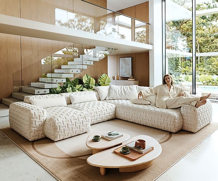 Wohnlandschaft Freestyle Icon 360x290 cm Bouclé Soft Beige günstig online kaufen