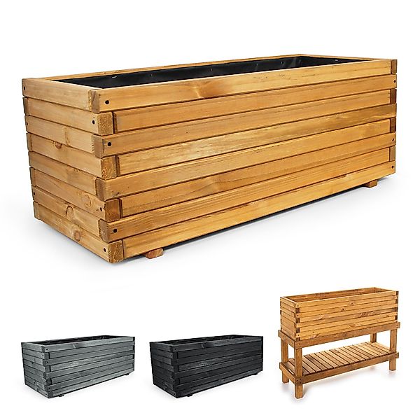 BooGardi Pflanzkübel Pflanzkasten Holz mit Vlies (Hochbeet 90cm naturbraun) günstig online kaufen