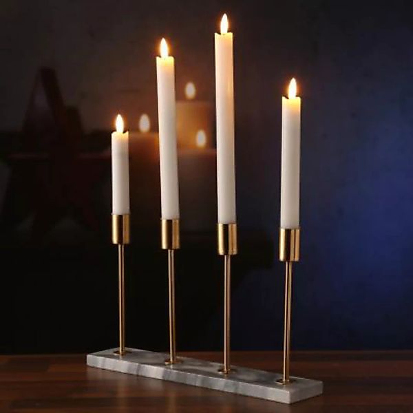 MARELIDA Kerzenständer Kerzenhalter Stabkerzen auf Marmorplatte gold  Erwac günstig online kaufen