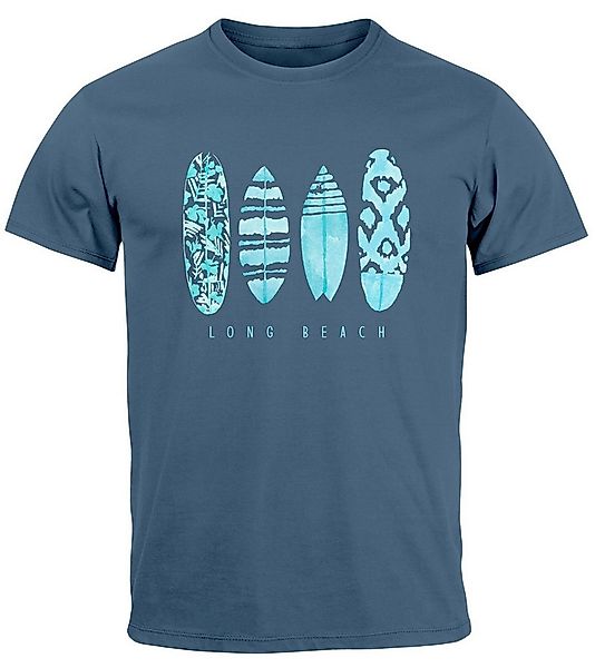 Neverless Print-Shirt Herren T-Shirt Surfing Fashion Aufdruck Long Beach Su günstig online kaufen