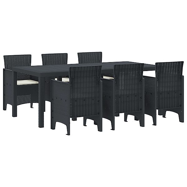 vidaXL 7-Teilige Garten Essgruppe mit Kissen Anthrazit Poly Rattan 3378716 günstig online kaufen
