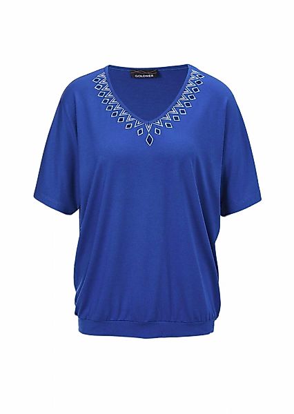 GOLDNER Kurzarmshirt "Kurzgröße Shirt mit Stickerei" mit elastischem Bund günstig online kaufen