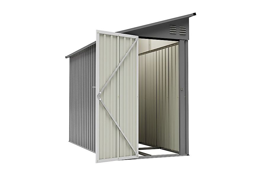 GIHAUVIA Gerätehaus Metall-Gerätehaus m. Fundament & Pultdach günstig online kaufen