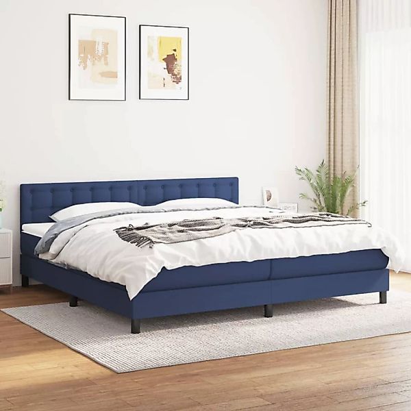 Vidaxl Boxspringbett Mit Matratze Blau 200x200 Cm Stoff günstig online kaufen