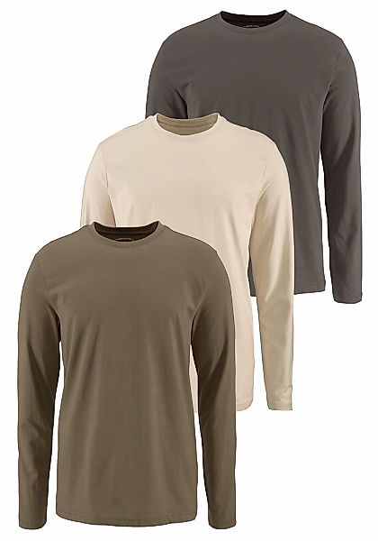 Mans World Langarmshirt "neue Farbe ", (3er-Pack), Langarm, unifarben, aus günstig online kaufen