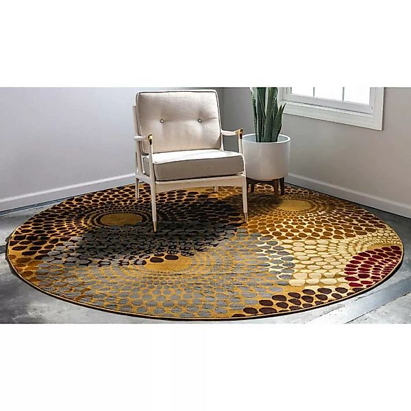 Mehrfarbiger Teppich rund in modernem Design Mandala Motiv günstig online kaufen