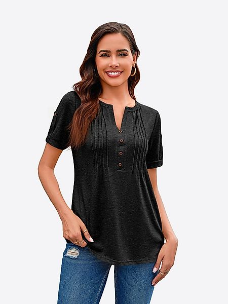 Imily Bela Tunika Damen mit V-Ausschnitt Knöpfen A-förmigem Saum (Packung, günstig online kaufen