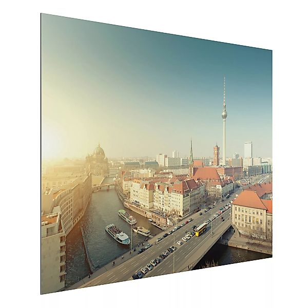 Alu-Dibond Bild Architekur & Skyline - Querformat 4:3 Berlin am Morgen günstig online kaufen