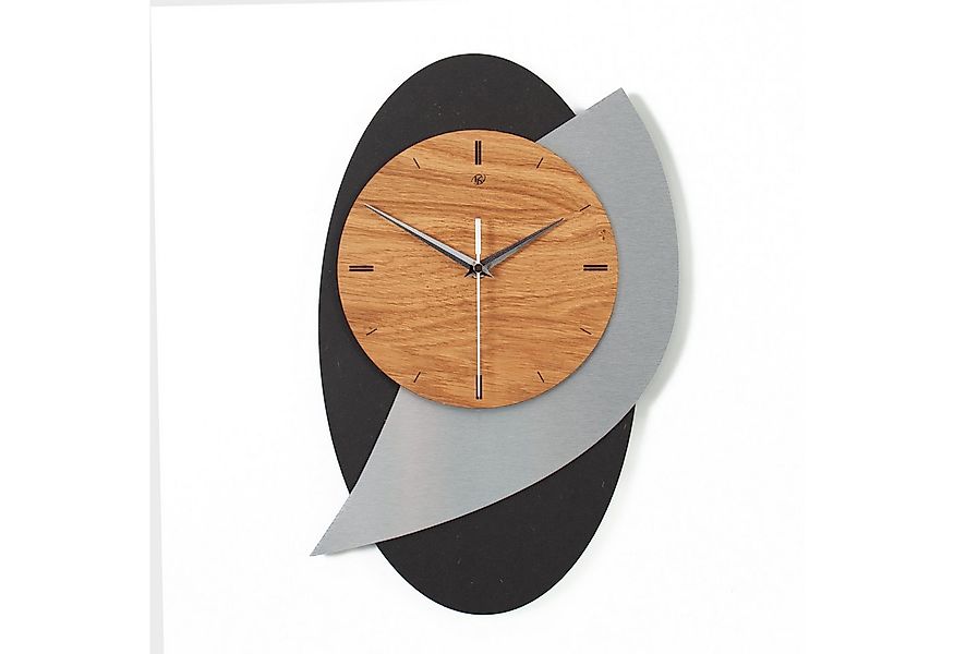 Kreative Feder Wanduhr Designer Wanduhr "Black Dome" aus Holz in modernem M günstig online kaufen