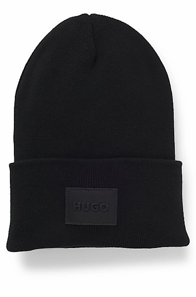HUGO Strickmütze "Xevon", mit Label-Aufnäher, Baumwolle günstig online kaufen
