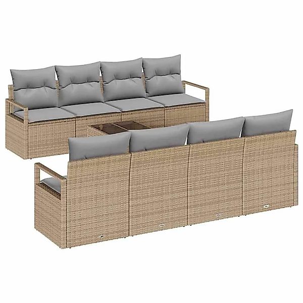vidaXL Gartensofa-set mit Kissen 9-Tlg Beige und Grau Poly-Rattan 3354979 günstig online kaufen