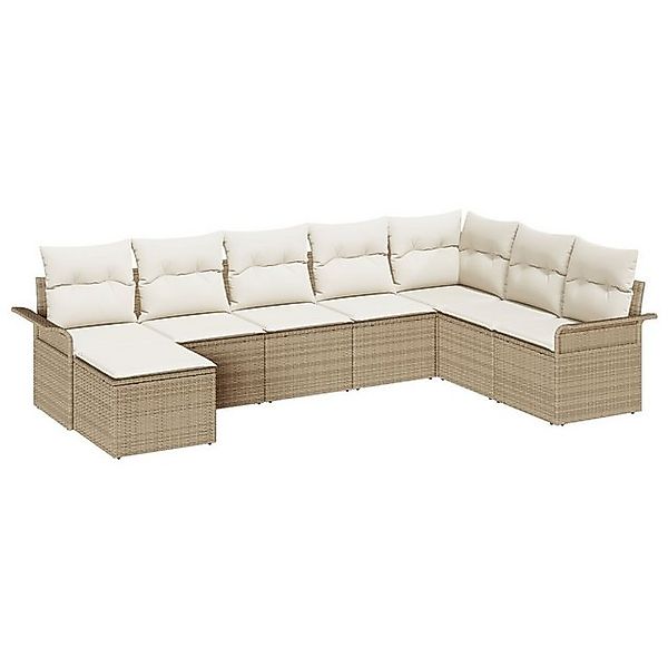 vidaXL Loungesofa 8-teiliges Garten-Sofa-Set mit Kissen, Beige Poly-Rattan, günstig online kaufen