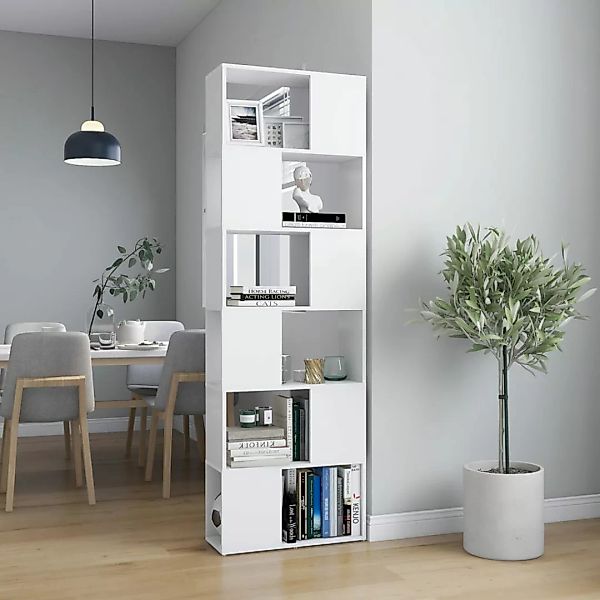 Bücherregal Raumteiler Weiß 60x24x186 Cm günstig online kaufen