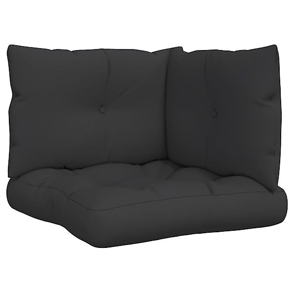 vidaXL Sitzauflage Palettenkissen 3-tlg. Schwarz Stoff, günstig online kaufen
