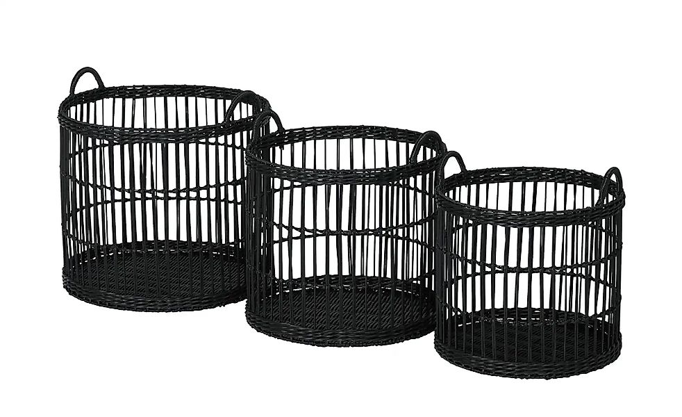 Aufbewahrungskörbe  3er-Set   ¦ schwarz ¦ Kunststoff,Metall ¦ Maße (cm): H: günstig online kaufen