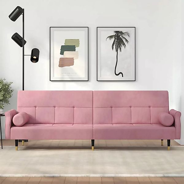 vidaXL Sofa Schlafsofa mit Kissen Rosa Samt Gästebett Gästesofa Schlafcouch günstig online kaufen