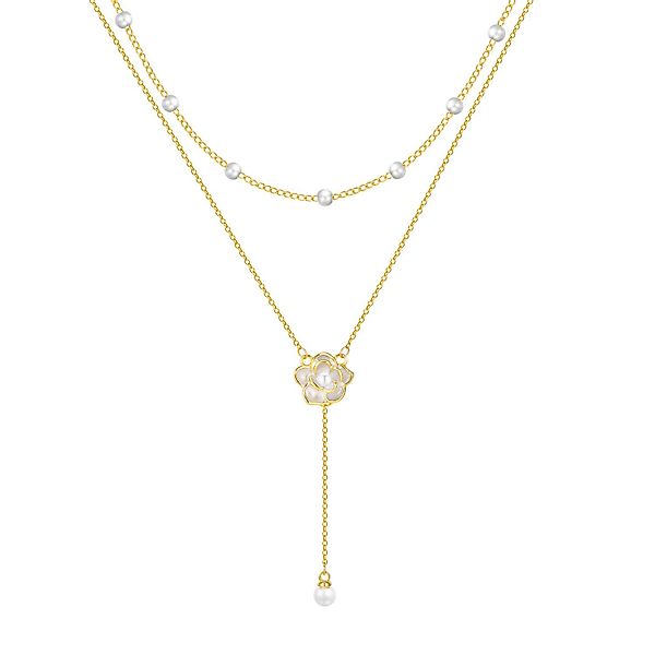 KARMA Edelstahlkette Halskette zweireihig Gold Rose günstig online kaufen
