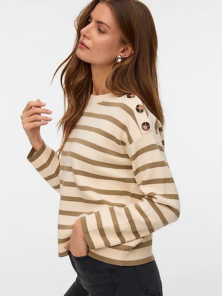 Vero Moda Rundhalspullover "VMSABA LS O-NECK BUTTON PULLOVER GA NOOS" mit Z günstig online kaufen